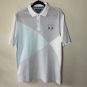 Adidas adiPure Miami Hurricanes Polo Shirt White Performance Golf Size M